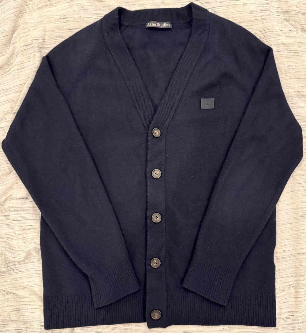 Acne Studios Face Wool Cardigan Navy M